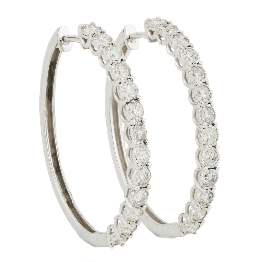 2.00ctw Diamond Hoop Earrings in 10K White Gold