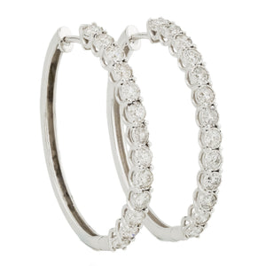 2.00ctw Diamond Hoop Earrings in 10K White Gold