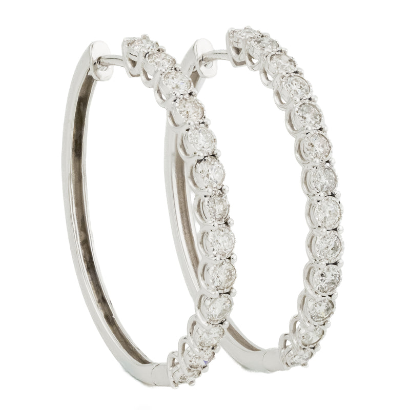 2.00ctw Diamond Hoop Earrings in 10K White Gold