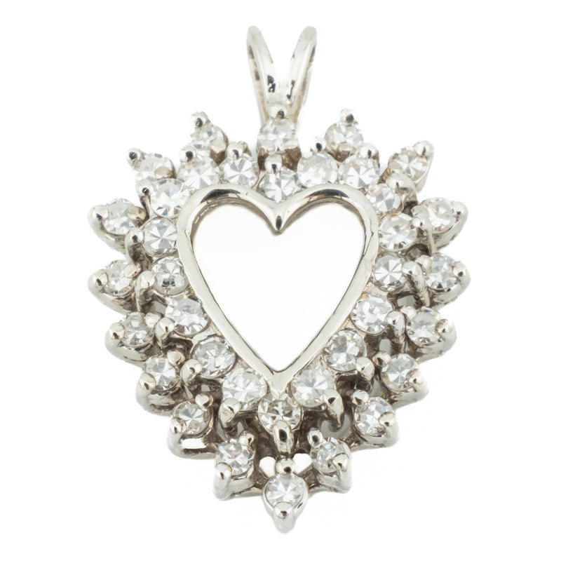 1.00ctw Diamond Accented Heart Pendant in 14K White Gold - Chain Not Included