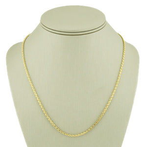 2mm Wide Wheat Link 18" Chain Necklace in 14K Yellow Gold - 9.1 Grams