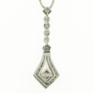 1.25ctw Diamond Accented Drop Pendant with 16" Chain in 18K White Gold