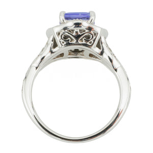 1.20ctw Cushion Tanzanite & Diamond Accented Gemstone Ring in 14K White Gold - Size 6