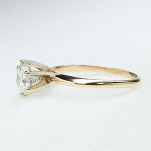 1.03ct Round SI1/J Diamond Solitaire Engagement Ring in 14K Yellow Gold