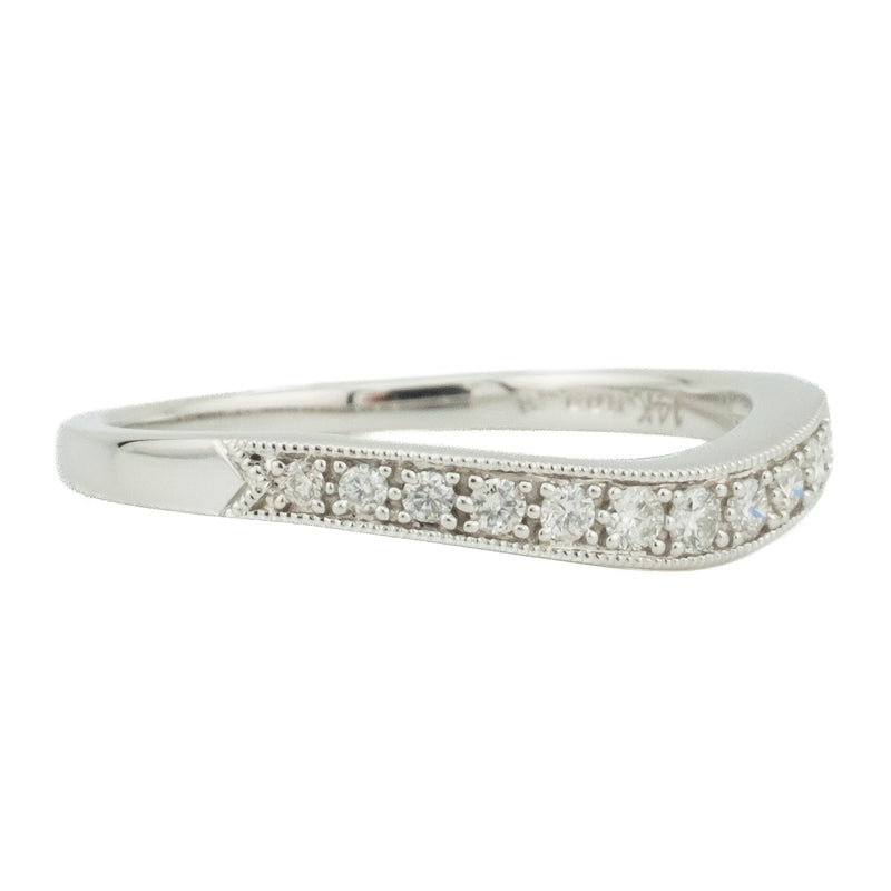 0.25ctw Diamond Accented Wedding Band Ring in 14K White Gold - Size 7