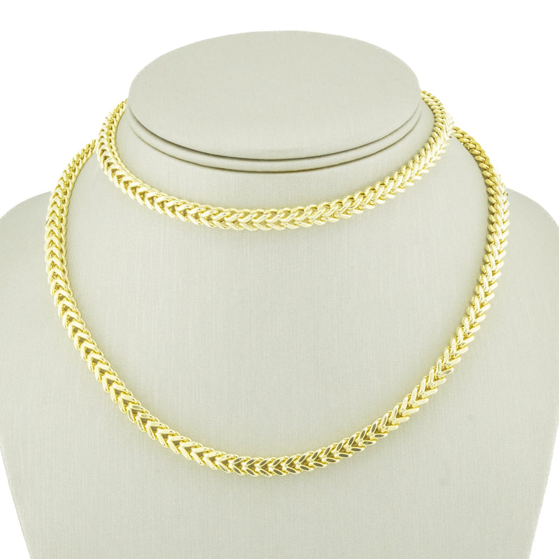4mm Franco 27" Chain Necklace in 10K Yellow Gold - 28.7 Grams