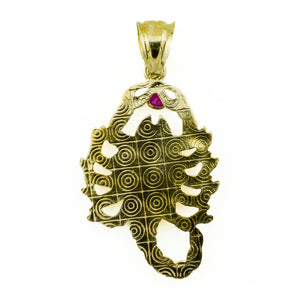 Ruby Scorpion Solitaire Gemstone Pendant in 10K Yellow Gold