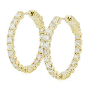 2.50ctw Round Diamond Inside Out Hoops in 14K Yellow Gold