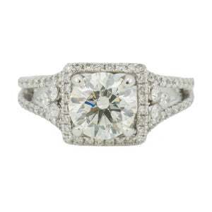1.07ctw Round Brilliant I/VS1 Diamond & Cluster Engagement Ring in 18K White Gold - 4.25