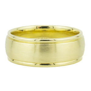 7.5mm Wide Brushed Finish Wedding Band in 14K Yellow Gold - Size 9.5