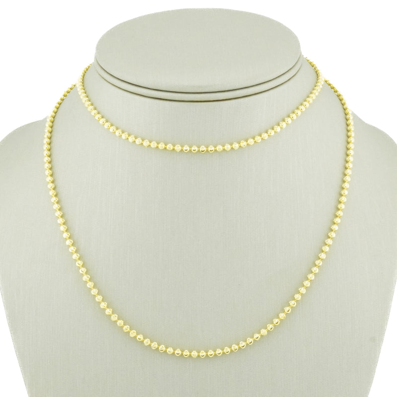 2.7mm Wide Moon Cut Bead Chain 28" Necklace in 10K Yellow Gold - 16 Grams