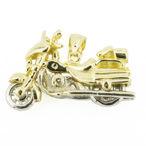 Gold Touring Motorcycle Pendant in 14K Two Tone Gold - 8.5 Grams