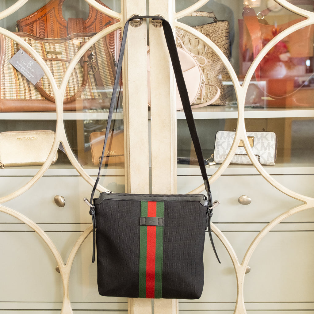 Gucci Techno Canvas Web Messenger Bag in Black