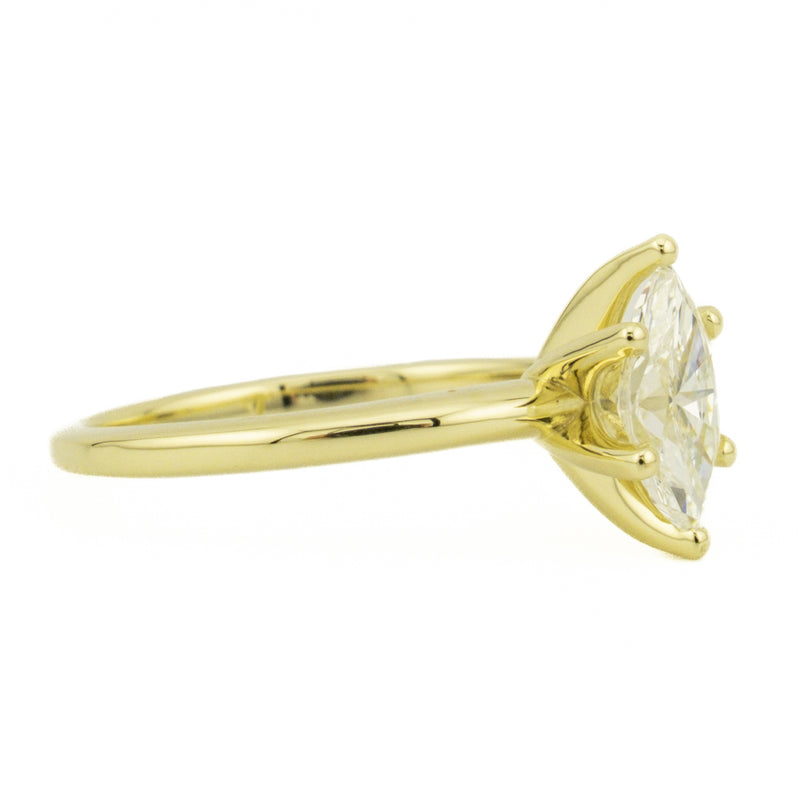 GIA Certified 0.78ct Marquise Diamond VS1/H Engagement Ring in 14K Yellow Gold - Size 6.75