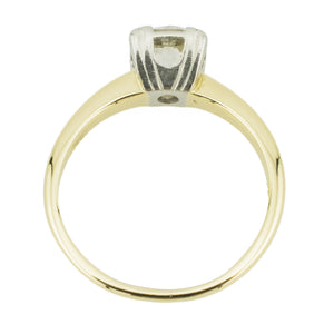 0.65ct Retro European Cut Diamond Solitaire Engagement Ring in 14K Two-Tone Gold