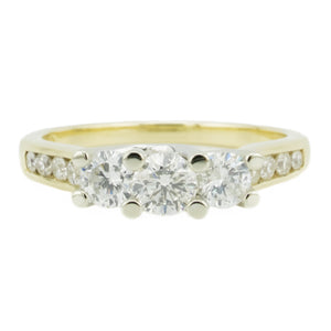 1.00ctw Round Brilliant Diamond Accented Engagement Ring in 14K Two-Tone Gold - Size 6.75