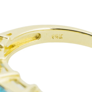 5.30ctw Emerald Cut Blue Topaz Accented Ring in 14K Yellow Gold - Size 6.25