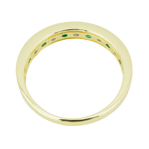 0.40ctw Round Emerald and 0.30ctw Diamond Accented Band in 10K Yellow Gold - Size 8.5