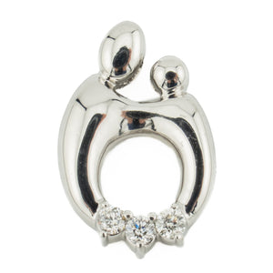 0.18ctw Diamond Accented Mother's Pendant in 14K White Gold - Chain Not Included