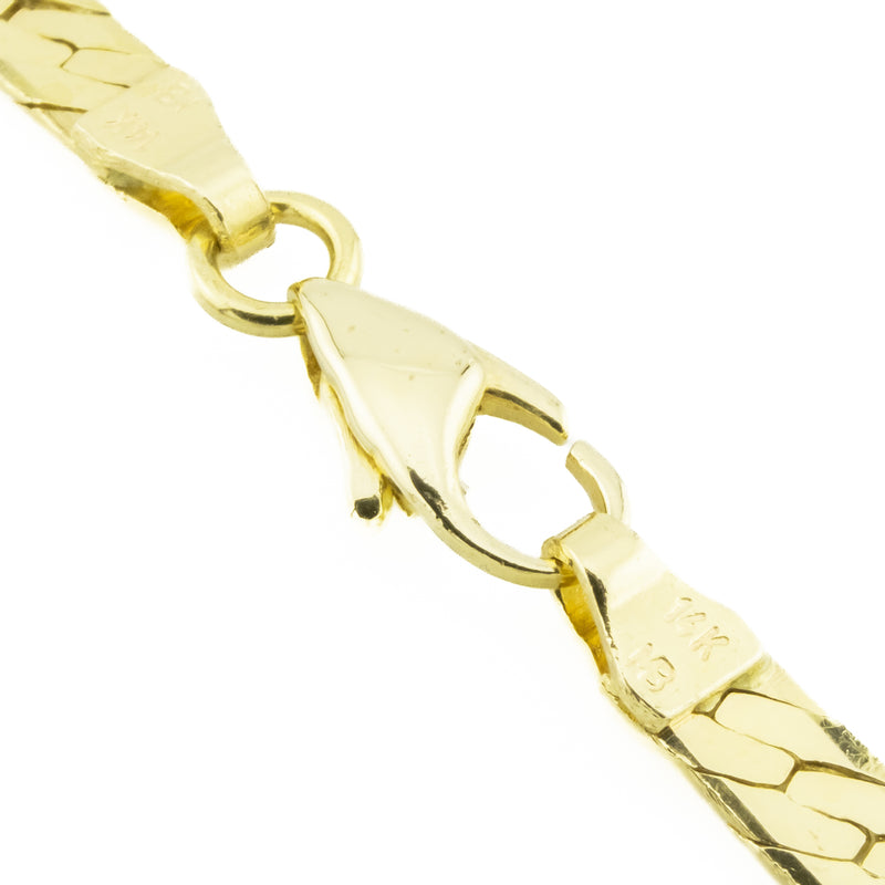 3.8mm Herringbone V-Shape Chain 16" Necklace in 14K Yellow Gold