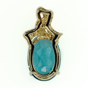 9.90ctw Blue Topaz Solitaire Gemstone Pendant in 14K Yellow Gold