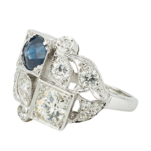 0.68ct Round Sapphire & Diamond Accented Ring in 14K White Gold - 4.75