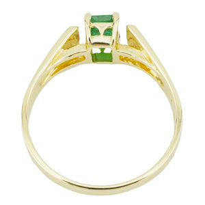0.45ctw Emerald Solitaire Gemstone Ring in 14K Yellow Gold - Size 8