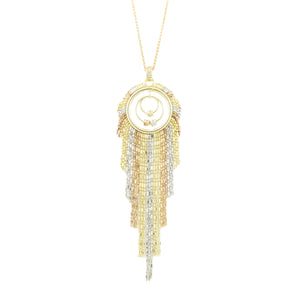 Beaded Curtain Pendant with Diamond Accents in 14K Tri-Color Gold - Chain Not Included