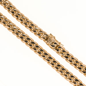 9mm Wide Vintage Curb Link 16" Chain Necklace in 18K Rose Gold