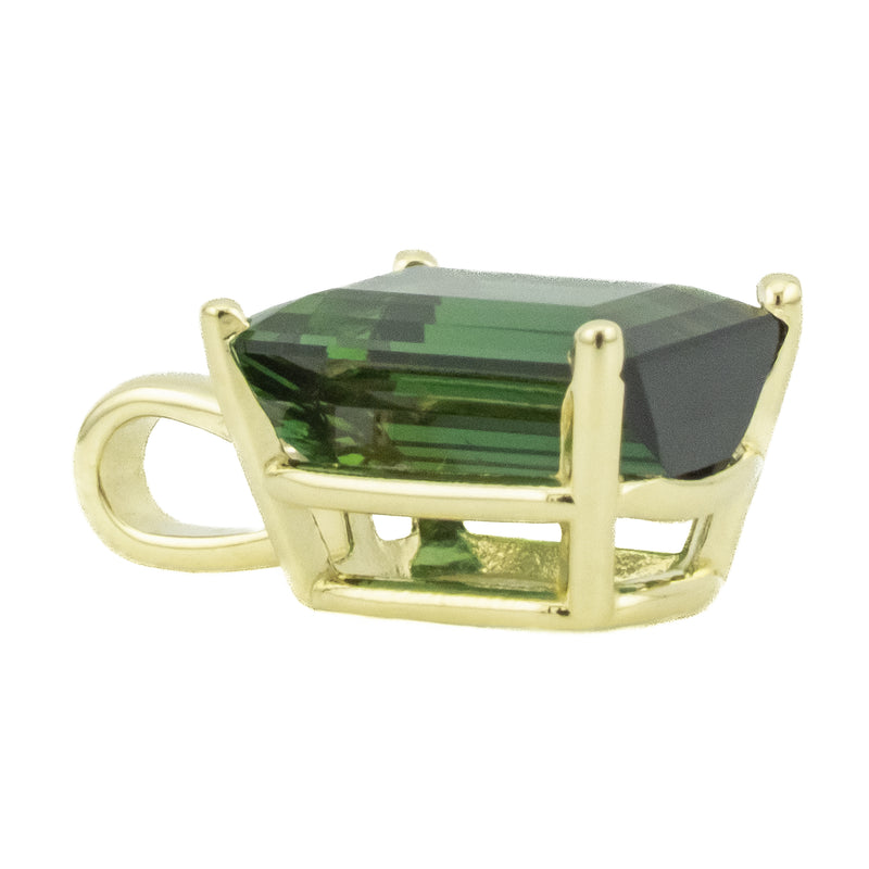 3.28ctw Emerald Cut Tourmaline Solitaire Gemstone Pendant in 14K Yellow Gold