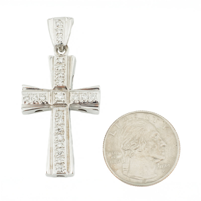 0.66ctw Diamond Accented Cross Pendant in 14K White Gold - 17.7 Grans