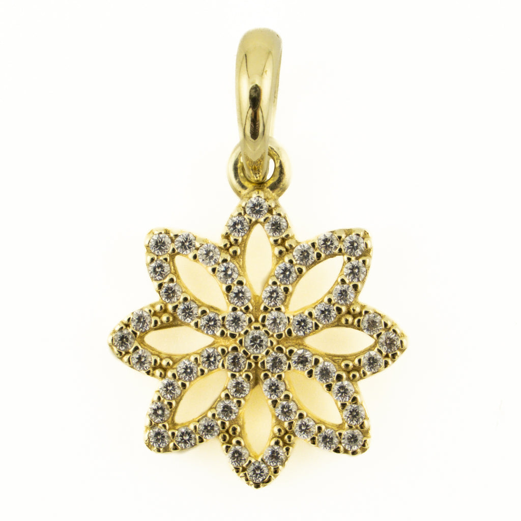 Pandora Cubic Zirconia Accented Flower Pendant in 10K Yellow Gold - 350179CZ