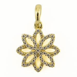 Pandora Cubic Zirconia Accented Flower Pendant in 10K Yellow Gold - 350179CZ