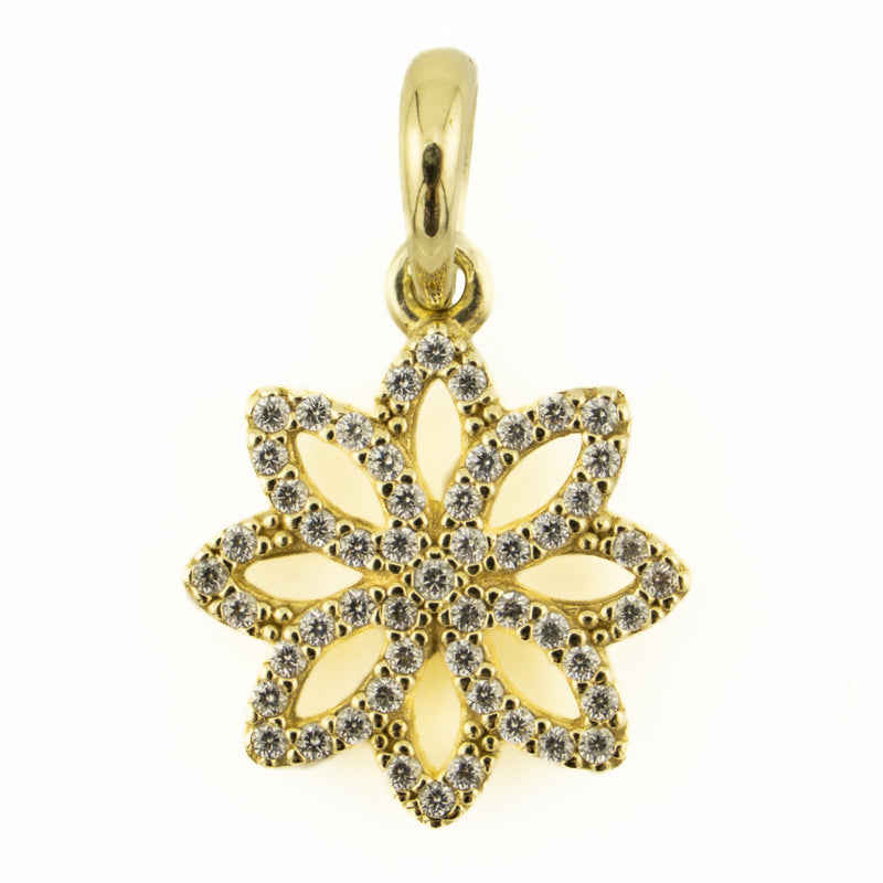 Pandora Cubic Zirconia Accented Flower Pendant in 10K Yellow Gold - 350179CZ