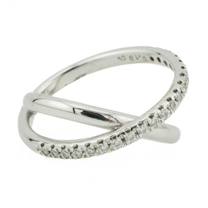 Mikimoto 0.25ctw Diamond Criss Cross Ring in 18K White Gold - Size 5