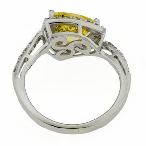 1.25ctw Yellow Beryl with Diamond Accents Ring in 14K White Gold - Size 5.5