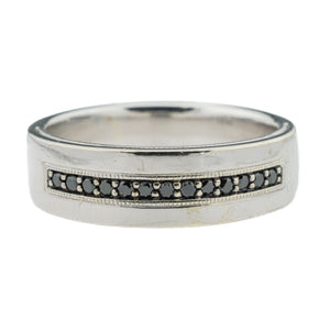 Neil Lane 0.16ctw Black Diamond Accented Gent's Wedding Band Ring in 14K White Gold - Size 9.5