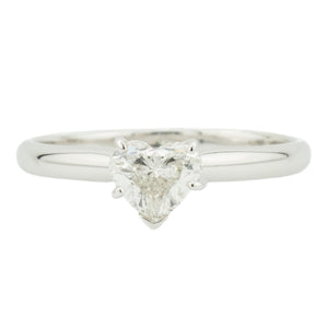 0.56ct Heart Diamond I/I1 Solitaire Engagement Ring in 14K White Gold - Size 7.5