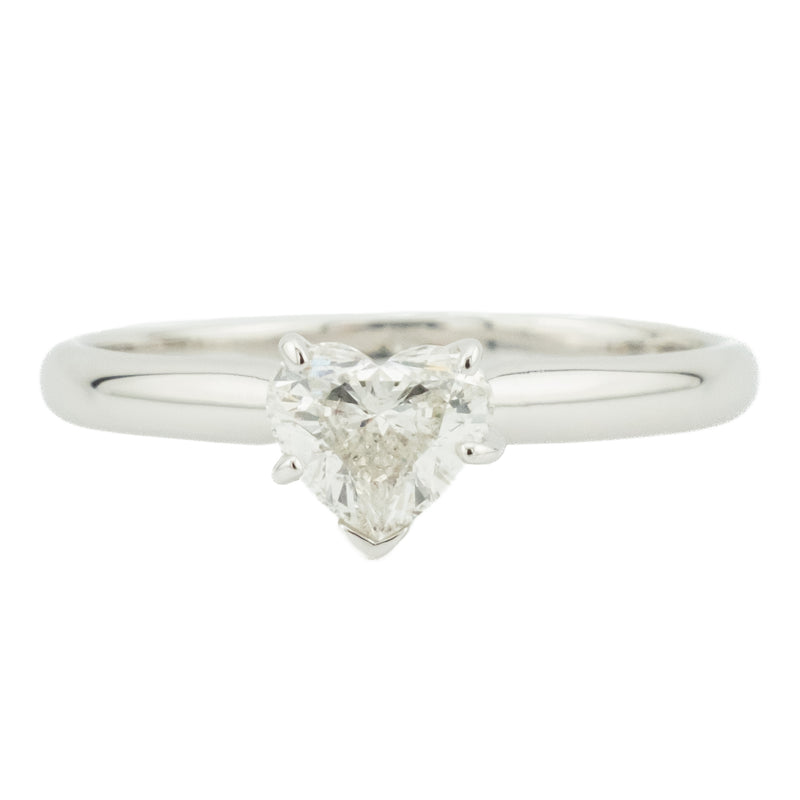 0.56ct Heart Diamond I/I1 Solitaire Engagement Ring in 14K White Gold - Size 7.5