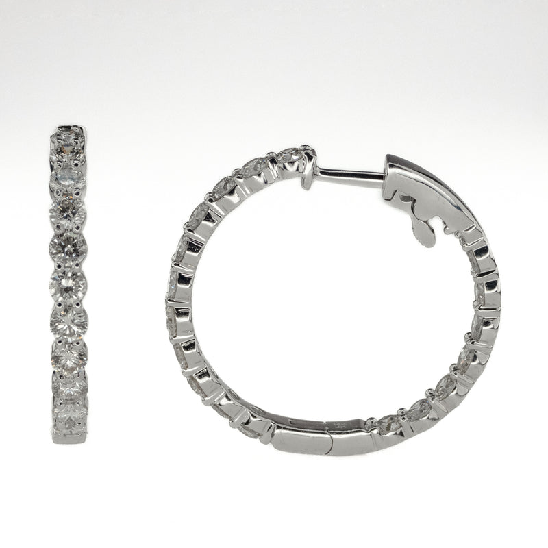 Diamond 5.40ctw Inside Out Hoop Earrings in 14K White Gold