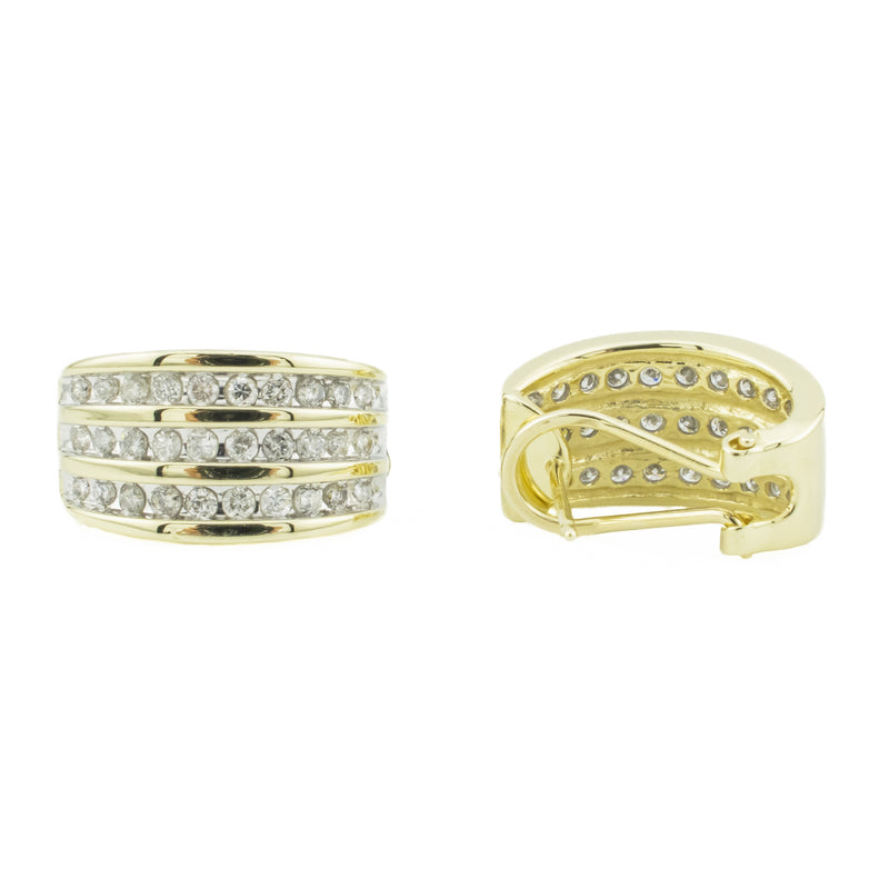 1.00ctw Round Diamond Accented Omega Back Earrings in 14K Yellow Gold