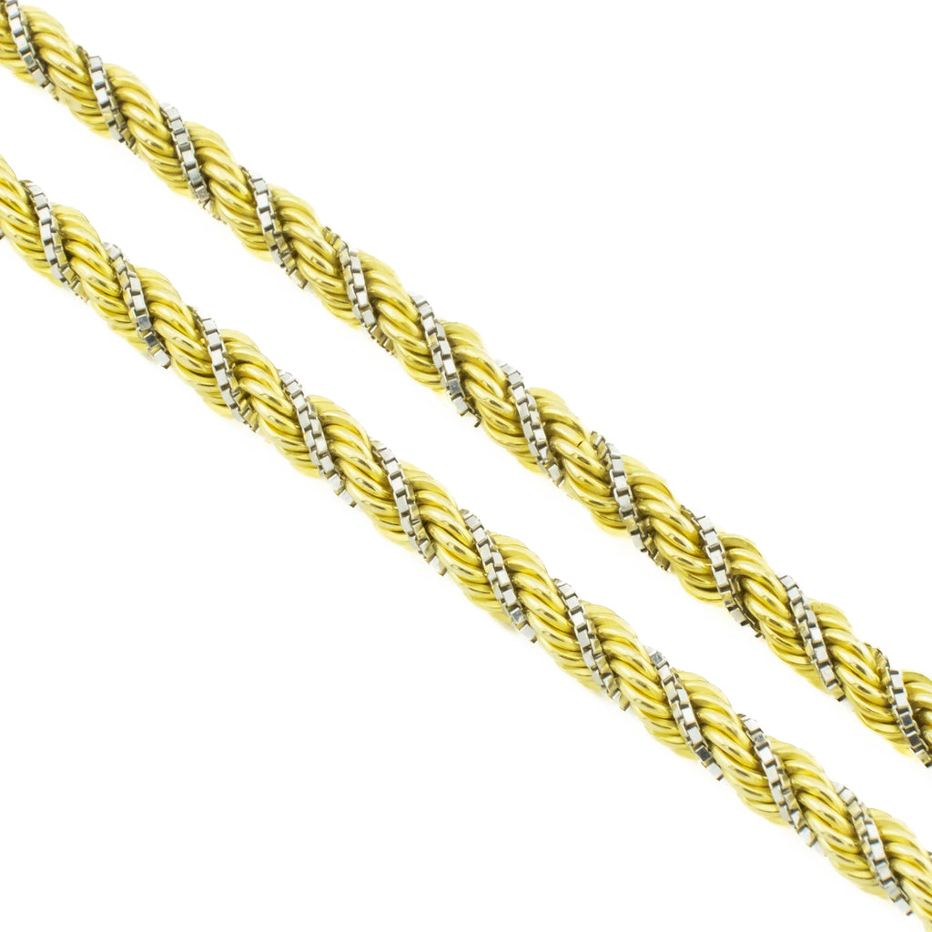 5mm Wide Fancy Rope 16" Chain Necklace in 18K Two-Tone Gold