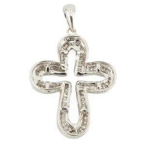0.50ctw Diamond Accented Cross Pendant in 14K White Gold - Chain Not Included