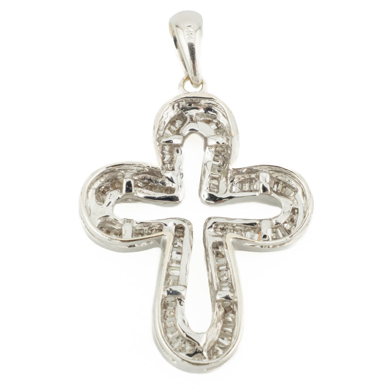 0.50ctw Diamond Accented Cross Pendant in 14K White Gold - Chain Not Included