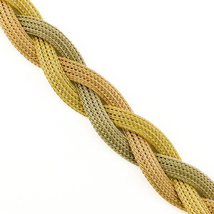 Woven Mesh Gold Bracelet 7.25" in 18K Three Tone Gold