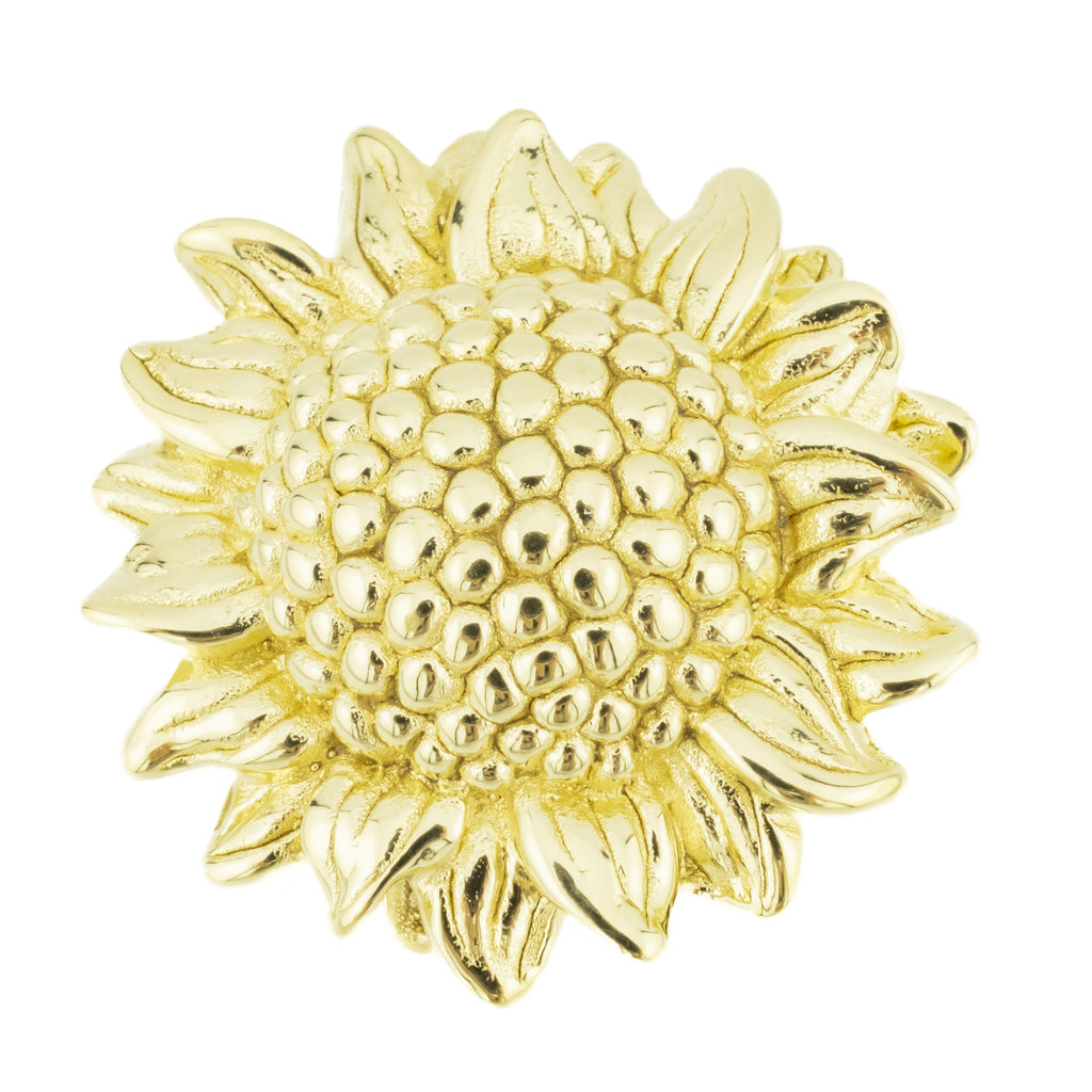 Gold Sunflower Hollow Brooch in 14K Yellow Gold - 3.6 Grams