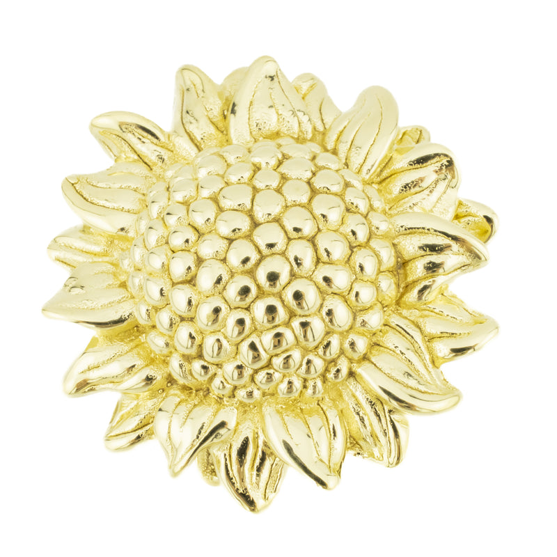 Gold Sunflower Hollow Brooch in 14K Yellow Gold - 3.6 Grams