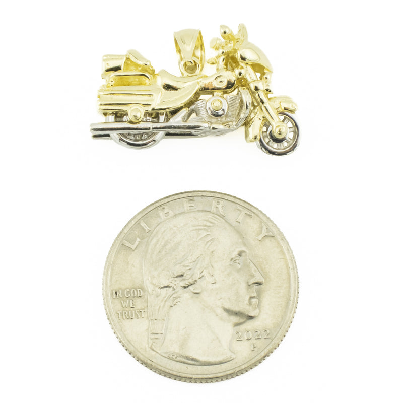 Gold Touring Motorcycle Pendant in 14K Two Tone Gold - 8.5 Grams