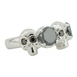 2.00ctw Round Black Diamond Accented Ring in 18K White Gold - Size 7
