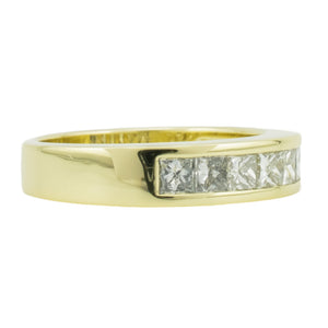 1.00ctw Princess Cut Diamond Accented Channel Set Wedding Band in 14K Yellow Gold - Size 10.5